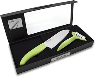 Kyocera KYOCERA zestaw 140 + CP10 GR nóż kucharski z obieraczki zestaw ekonomiczny, ceramiczne ostrze, biały i uchwytem, zielony SET 140+CP10 GR - Noże kuchenne - miniaturka - grafika 2
