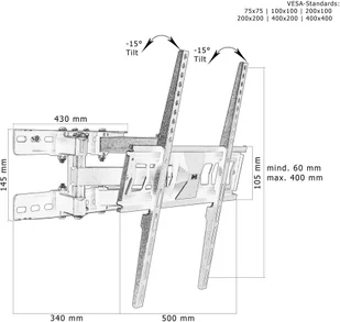 MOUNTY REGULOWANY UCHWYT ŚCIENNY TV LCD PLAZMA 32-75 CALI 40070232 - Uchwyty do telewizora - miniaturka - grafika 7