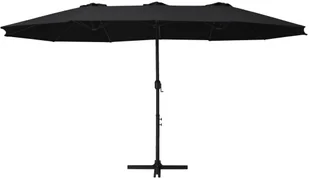 vidaXL Parasol ogrodowy na słupku aluminiowym, 460 x 270 cm, czarny vidaXL - Parasole ogrodowe - miniaturka - grafika 4
