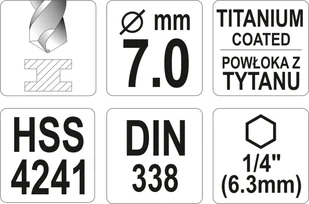 Yato WIERTŁO DO METALU HSS-TiN 7,0MM HEX YT-44766 YT-44766 - Wiertła - miniaturka - grafika 4