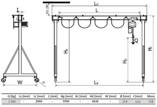 Vidaxl 339 IMPROWEGLE bramowa skręcana miproCrane DELTA 300 wciągnik łańcuchowy elektryczny zintegrowany z wózkiem pchanym + kaseta sterująca udźwig 2000 kg wysięg 3500 mm wysokość podnoszenia 4 78931-uniw - Wciągarki - miniaturka - grafika 2