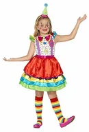 Stroje karnawałowe - SMIFFYS dziecięcy kostium Deluxe Clown dziewczęcy, sukienka i kapelusz, rozmiar: L, 45250, wielokolorowa 45250M - miniaturka - grafika 1