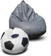 Pufy i podnóżki - Pufa sako XXXXL worek szara + gratis piłka biało-czarna - miniaturka - grafika 1