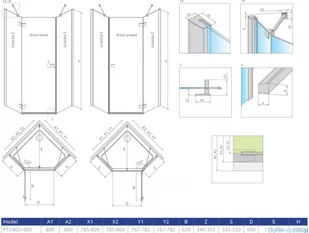 Radaway Essenza New Ptj 80x80 P przejrzyste 385010-01-01R/85049-01-01 - Kabiny prysznicowe - miniaturka - grafika 2
