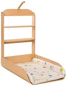 Przewijaki - Roba ścienna Regał do przewijania, składane bezpieczny wzornictwo wickelr bez względu na drewno wygięty, folia do przewijania z uchwytem, podkładka do przewijania "Las wysoko czas ' - miniaturka - grafika 1