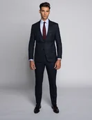 Spodnie męskie - Borgio Spodnie męskie carini granatowy slim fit - miniaturka - grafika 1