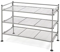 Szafki na buty - Seville Classics she99905 uniwersalny i szafka na buty z 3 półkami, regał na buty, metalowy, satynowane Szary, 67.3 x 31 x 48.5 cm SHE99905 - miniaturka - grafika 1