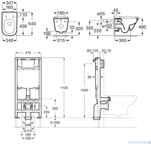 Roca Victoria zestaw podtynkowy stelaż Duplo One+miska Gap Square Rimless+deska Slim A893104500 - Stelaże i zestawy podtynkowe do WC - miniaturka - grafika 2