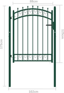 vidaXL Lumarko Furtka ogrodzeniowa z grotami, stalowa, 100x125 cm, zielona! 146374 - Akcesoria do ogrodzeń - miniaturka - grafika 5