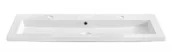 Umywalki - Prostokątna umywalka ceramiczna Defires 120 CM - Biała - miniaturka - grafika 1