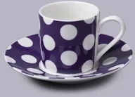 Filiżanki - W.m. bartleet & sons Filiżanka do espresso z talerzykiem w kropki fioletowy - miniaturka - grafika 1