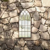 Pozostałe ozdoby ogrodowe - vidaXL Lustro ogrodowe, piaskowe, 70x30 cm, żelazne - miniaturka - grafika 1