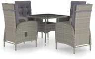 Meble ogrodowe - vidaXL 5-częściowy zestaw mebli ogrodowych, polirattan i szkło, szary - miniaturka - grafika 1