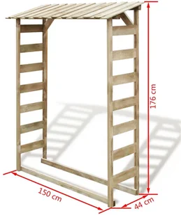 vidaXL Budka na drewno opałowe, sosna impregnowana, 150 x 44 176 cm vidaXL - Akcesoria kominkowe - miniaturka - grafika 5