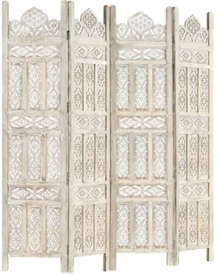 vidaXL vidaXL Parawan 4-panelowy, rzeźbiony, biały, 160x165 cm, drewno mango - Parawany - miniaturka - grafika 6