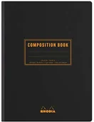 Notesy i bloczki - Rhodia 119218C notatnik broszony, miękki, tylna strona z lnu, materiał Book Orange, A5 (14,8 x 21 cm), 160 stron, w linie z marginesem B5 (19 x 25 cm), kolor czarny 119229C - miniaturka - grafika 1