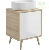 Szafki łazienkowe - Oltens Oltens Hedvig szafka 50 cm podumywalkowa wisząca biały połysk dąb nova 60202060 - miniaturka - grafika 1