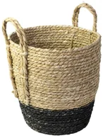 Donice - TAJEMNICZY OGRÓD Osłonka doniczki kosz pleciony 32 cm boho z czarnym - miniaturka - grafika 1