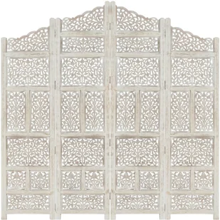 vidaXL vidaXL Parawan 4-panelowy, rzeźbiony, biały, 160x165 cm, drewno mango - Parawany - miniaturka - grafika 9