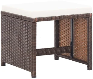 vidaXL Stołki barowe, 2 szt., z poduszkami, polirattan, brązowe - Fotele i krzesła ogrodowe - miniaturka - grafika 2