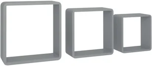 vidaXL vidaXL Półki ścienne kostki, 3 szt., szare, MDF - Półki do salonu - miniaturka - grafika 3