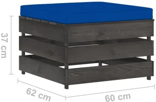 vidaXL Modułowy stołek z poduszką impregnowane na szaro drewno 3068142 - Pufy i podnóżki - miniaturka - grafika 6