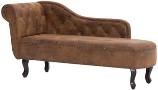 vidaXL Szezlong, brązowy, sztuczna skóra zamszowa - Szezlongi - miniaturka - grafika 2