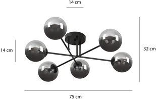 Euluna Lampa sufitowa Glassy 6-pkt prosta szkło grafitowe - Lampy sufitowe - miniaturka - grafika 3