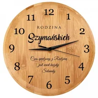 Zegary - Murrano Zegar Ścienny Bambusowy Z Nadrukiem Czas Dla Rodziny ZGR-UV-004 - miniaturka - grafika 1