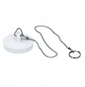 Korki do umywalek - Korek umywalki biały gumowy 40 mm z łańcuszkiem - miniaturka - grafika 1