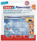 Inne mocowania - Tesa 58900-00014-01 Powerstrips 8 dwustronnych plastrów montażowych i 5 przezroczystych haczyków do dekoracji, z możliwością usunięcia - miniaturka - grafika 1