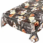 Obrusy i serwetki - ANRO Cerata obrus woskowany obrus zmywalny kawa Donuts Croissant okrągły 100 cm, brązowy, 100x140cm (D0070A-100) - miniaturka - grafika 1