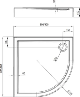 Deante Brodzik akrylowy półokrągły Jasmin 80 cm DEA-KGJ_054B-0 - Brodziki prysznicowe - miniaturka - grafika 8