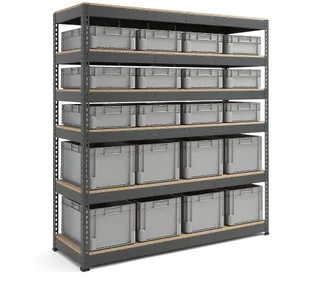 AJ Produkty Regał EURO + COMBO z pojemnikami, 20 pojemników - Szafy i regały magazynowe - miniaturka - grafika 2