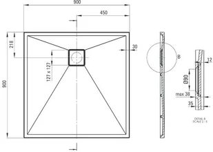 Deante Brodzik kwadratowy 90cm CORREO KQR T41B - Brodziki prysznicowe - miniaturka - grafika 7