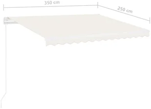VidaXL Lumarko Wolnostojąca, ręcznie zwijana markiza, 350x250 cm, kremowa 8720286398418 - Markizy - miniaturka - grafika 11