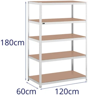 MSW MSW Regał magazynowy 120 x 60 x 180 cm 5 x 150 kg szary MSW-STSH-32 - Szafy i regały magazynowe - miniaturka - grafika 7