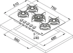 Płyta gazowa do zabudowy Franke FHCR 755 4G TC HE XS C - Płyty gazowe do zabudowy - miniaturka - grafika 3