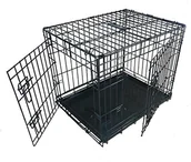 Pozostałe akcesoria dla kotów - Ellie-Bo Ellie-BO Dog Puppy Cage Folding 2 Door crate with NON-CHEW Metal Tray Small 24-inch Black - miniaturka - grafika 1