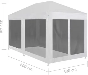 vidaXL Namiot imprezowy z 6 siatkowymi ściankami, 6x3 m - Pawilony ogrodowe - miniaturka - grafika 5