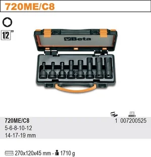 Beta KPL.NASADEK UDAROWYCH TRZPIEN.SZEŚCIOKĄT 720ME/C8 - Klucze i nasadki - miniaturka - grafika 2
