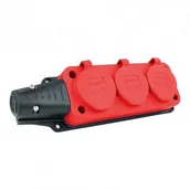 Listwy zasilające - TP Electric Listwa zasilająca 3 gniazda 16A 230V bez kabla czerwona Schuko 9634 3101-308-1600 - miniaturka - grafika 1