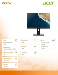 Acer B247Wbmiprzx24" czarny (UM.FB7EE.004) - Monitory - miniaturka - grafika 6