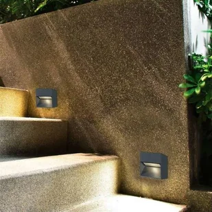 Lucide Zewnetrzna LAMPA schodowa DOWN 726408 metalowa OPRAWA ścienna LED 3W kwadratowa outdoor IP54 ciemnoszara 726408 - Lampy ogrodowe - miniaturka - grafika 3