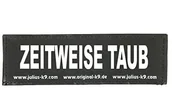 Szelki dla psów - JULIUS K-9 Julius-K9 8151598 2 x sticker na rzep na szelki dla psów, rozmiar L, z napisem po niemiecku: Zeitweise Taub, pasuje do szelek IDC (1, 2, 3 i 4) - miniaturka - grafika 1