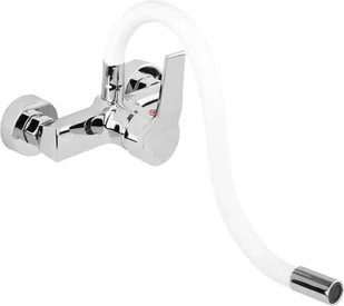 FALA BATERIA ZLEWOZMYWAKOWA ŚCIENNA Z ELASTYCZNĄ WYLEWKĄ FLEXIBLE WHITE 75671 - Baterie kuchenne - miniaturka - grafika 4