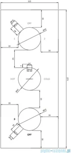 Omnires Y bateria podtynkowa termostatyczna 3-wyjściowa element natynkowy złoty Y1238/KROGL | - Baterie podtynkowe - miniaturka - grafika 2