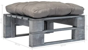 vidaXL Ogrodowe siedzisko z palet z szarą poduszką, szare drewno FSC vidaXL - Pozostałe meble ogrodowe - miniaturka - grafika 3