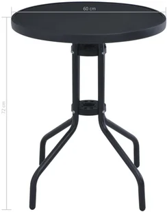vidaXL Stolik ogrodowy, czarny, 60 cm, stal i szkło - Stoły ogrodowe - miniaturka - grafika 4
