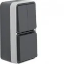 Gniazdka elektryczne - Berker Łącznik świecznikowy z gniazdem SCHUKO pionowy kompletny IP55 szary W 1 47903515 - miniaturka - grafika 1